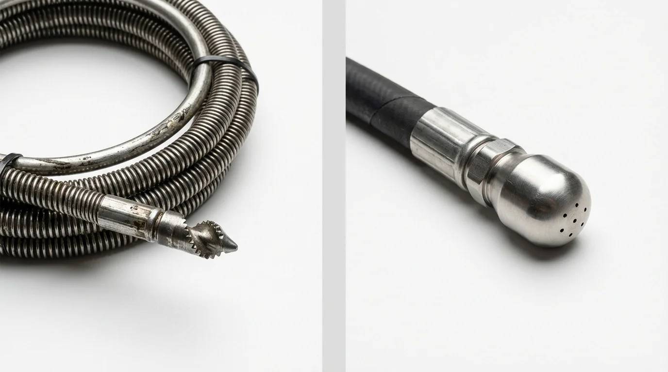 Drain snake cable and hydro jetting nozzle used for drain cleaning in Gulfport, MS
