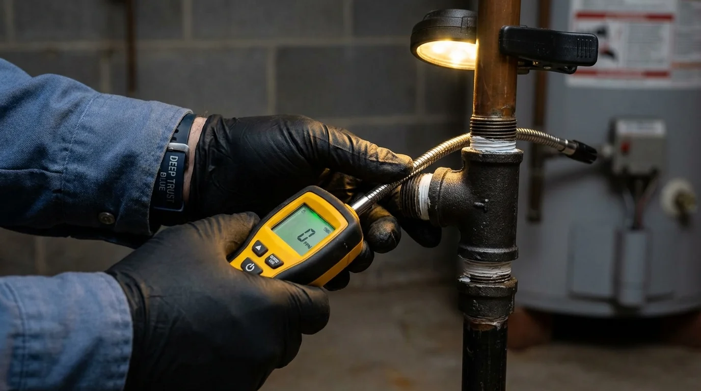 Gas leak detection with electronic sniffer by Johns Plumbing LLC in Gulfport
