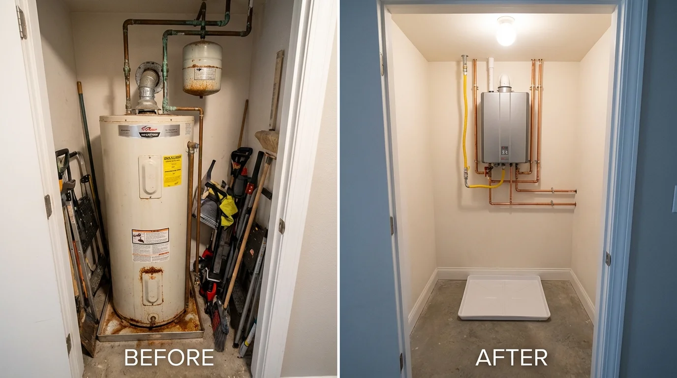 Tank water heater versus wall-mounted tankless unit comparison for Gulfport, MS homeowners